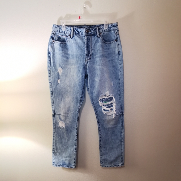 Tortoise Denim Jeans Straight Leg Distressed Light wash Size 29 *RARE* - Picture 2 of 11